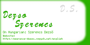 dezso szerencs business card